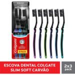 Escova de Dentes Colgate Slim Soft Black Com Infusão de Carvão 6un