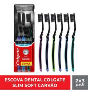 Escova de Dentes Colgate Slim Soft Black Com Infusão de Carvão 6un