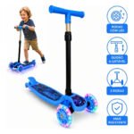 Patinete Infantil 3 Rodas Para Menino Dobrável Ajustável Rodinhas Gel Com Led Atacarejo Kids Azul