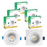 Kit 10 Spot Luminária 7w Qd Rd Frio 6500k Quente 3000k Estrutura Quadrado Branco Neutro