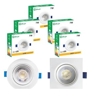 Kit 10 Spot Luminária 7w Qd Rd Frio 6500k Quente 3000k Estrutura Quadrado Branco Neutro