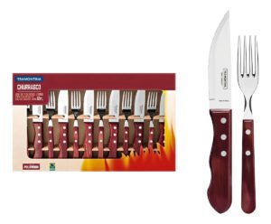 Conjunto de 12 talheres de aço Jumbo Toasted Tramontina – Churrasco – Brown