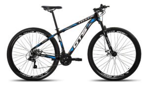 Bicicleta Aro 29 Gts Pro M5 Track 21 Marchas Câmbios Shimano Cor Preto E Azul Tamanho Do Quadro 17