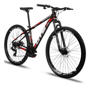 Bicicleta Aro 29 Gts Pro M5 Track 24 Marchas Freios A Disco Cor Preto E Vermelho Tamanho Do Quadro 21