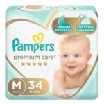 Fraldas Descartáveis Infantis Premium Care Com 34 Unidades Tamanho M Pampers