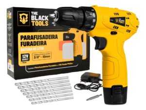 Furadeira Parafusadeira Bateria Profissional Cor Amarelo Frequência 60hz The Black Tools TB-12A