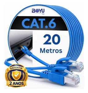 Cabo De Rede Cat6 20 Metros 20m Lan Internet Crimpado Rj45 Azul Boyu Cell