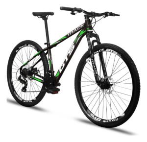 Bicicleta Aro 29 Gts Pro M5 Track 21 Marchas Câmbio Indexado Cor Preto E Verde Tamanho Do Quadro 19