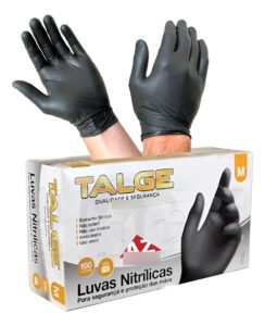 100 Luva Procedimento Nitrílica Black Preta Clínica C/ Nota Tamanho Gg