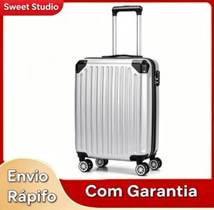 Mala de Bordo Aj Shops Prateada ABS com Rodas Removíveis de 360° para Viagem
