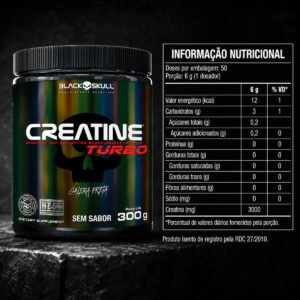 Suplemento em Pó Black Skull Creatine Turbo sem sabor 300g