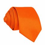 Gravata Masculina Premium Tradicional Padrinhos Casamento Noivos Semi Slim Várias Cores Cor Laranja