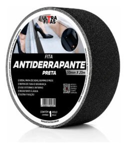 Fita Antiderrapante Ultra Fitas Preta 20m x 50mm para Escadas, Rampas, Piso Escorregadio e Segurança