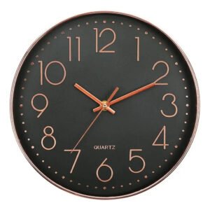 Relógio De Parede 25cm De Cozinha, Sala – Rosé Gold E Preto