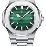 Relógio Poedagar 613 Aço Inoxidável Quartzo Fundo Verde 41mm Resistência Água