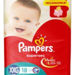 Fraldas Pampers Supersec XGG em kit de 18 x 18 unidades