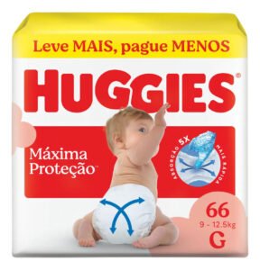 Huggies Fralda Descartável Máxima Proteção G – 66 Un