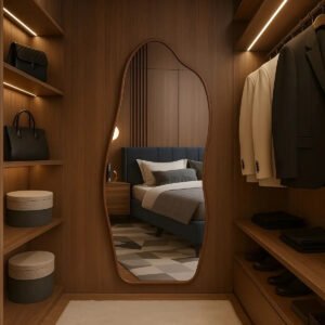 Espelho 100×50 Orgânico Corpo Inteiro Grande Moldura Caramelo