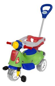 Triciclo Infantil Maral Avespa Verde Passeio e Pedal 1 a 3 Anos