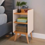 Criado Mudor P/ Cama Box Compacto C/ Prateleira Max Cor Off white/Cinamomo