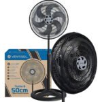 Ventilador Oscilante De Coluna Ventisol Turbo 6 Pás 50cm Preto