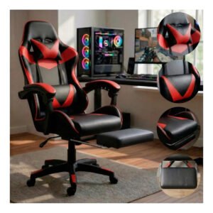 Cadeira Gamer Premium Escritório Confortável Giratória 360º Reclinável Setup Jogos Cor Vermelho Sweet Studio