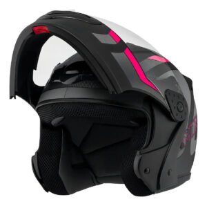 Capacete Robocop Escamoteável Fechado Mixs Gladiator Delta S Cor Cinza Rosa Fosco Tamanho do capacete 58