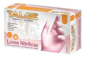 Luvas Nitrilicas Rosa Talge Tamanho G Antiderrapante Kit 10×100 Und