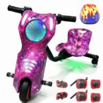 Triciclo Elétrico Drift Rmira 250W com Bluetooth e LED, Kit de Proteção – Roxo