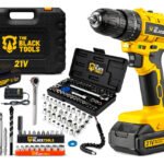 Kit Furadeira Parafusadeira 21v 2 Baterias E Soquetes 40 Pçs Amarelo E Preto 60hz