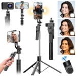 aweshine Tripé / Bastão Para Celular Portátil Até 1,90 M Com Controle,Celular 360° Rotação para Celular、Câmera、Vlog E Gopro