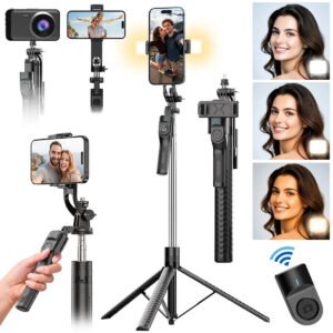 aweshine Tripé / Bastão Para Celular Portátil Até 1,90 M Com Controle,Celular 360° Rotação para Celular、Câmera、Vlog E Gopro