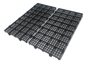 4pçs Pallet De Plástico P/ Forração Preto 2,5x25x50cm