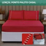 Jogo De Cama Casal Luxo 400 Fios Ponto Palito 3 Peças C/ Fronha Toque Macio Confortável Cor Vermelho Premium