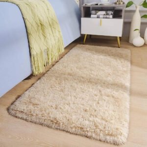 Passadeira Peluda 1×0,60 Bege Felpudo Texfine Para Corredor e Quarto