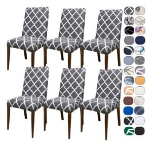 Kit 6 Capa Cadeira Jantar Tecido Importado Spandex Mais Resistente Elástico Cor Luxo