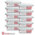 Kit 10 Potes Vidro 370ml Hermético Marmita Forno Refratário Star House