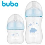 Kit 2 Mamadeiras Buba Easy Flow Anticólica 130 E 270 Ml Bpa Free 0+m Cor Azul Nuvem