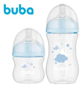 Kit 2 Mamadeiras Buba Easy Flow Anticólica 130 E 270 Ml Bpa Free 0+m Cor Azul Nuvem