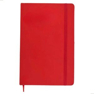 Caderneta Anotação A5 Executiva Tipo Moleskine Emborrachada Cor Vermelho com Pauta