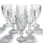 Jogo 6 Taças Vidro Diamond Transparente Incolor Bico De Jaca 330ml