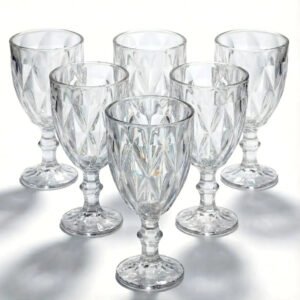 Jogo 6 Taças Vidro Diamond Transparente Incolor Bico De Jaca 330ml