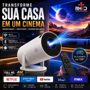 Projetor Smart Portátil Full Hd 4k Android 11 Wi-fi Bluetooth Mini Projetor Home Theater Cinema Em Casa Imagem Nítida Som Potente Compatível Com Diversos Dispositivos