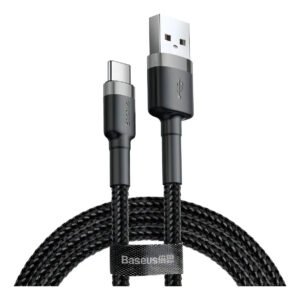 Cabo Rápido Baseus Usb Para Tipo-c Cafule Nylon 2a 2 Metros Preto