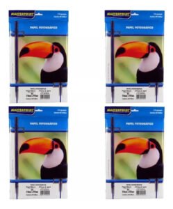 Kit 200 Folhas Papel Fotografico 115g Glossy A4 Masterprint Branco