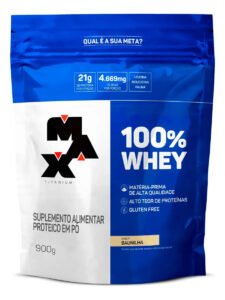 Whey Protein 900g 100% Whey Refil Max Titanium Baunilha Whey Concentrado