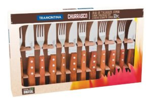 Jogo Para Churrasco Tramontina 12 Peças Jumbo Garfo Faca Cor Marrom