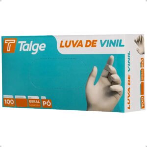 Luva Vinil Sem Pó Talge Descartável 100 Unids – Tam G Cor Transparente