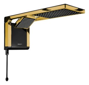 Chuveiro Lorenzetti Acqua Ultra Duo Preto Com Gold (dourado) Cor Preto Dourado Brilho