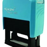 Carimbo Autoentintador Personalizado Nykon 302 38 X 14 Mm Cor Preta Cor Externa Azul Claro